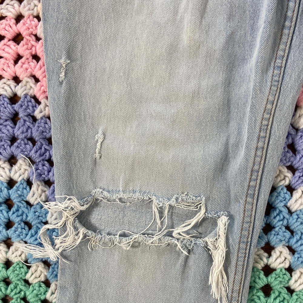 Abercrombie Fitch tapered High Rise Distressed Light Blue Women Jeans curve Love - Picture 7 of 16